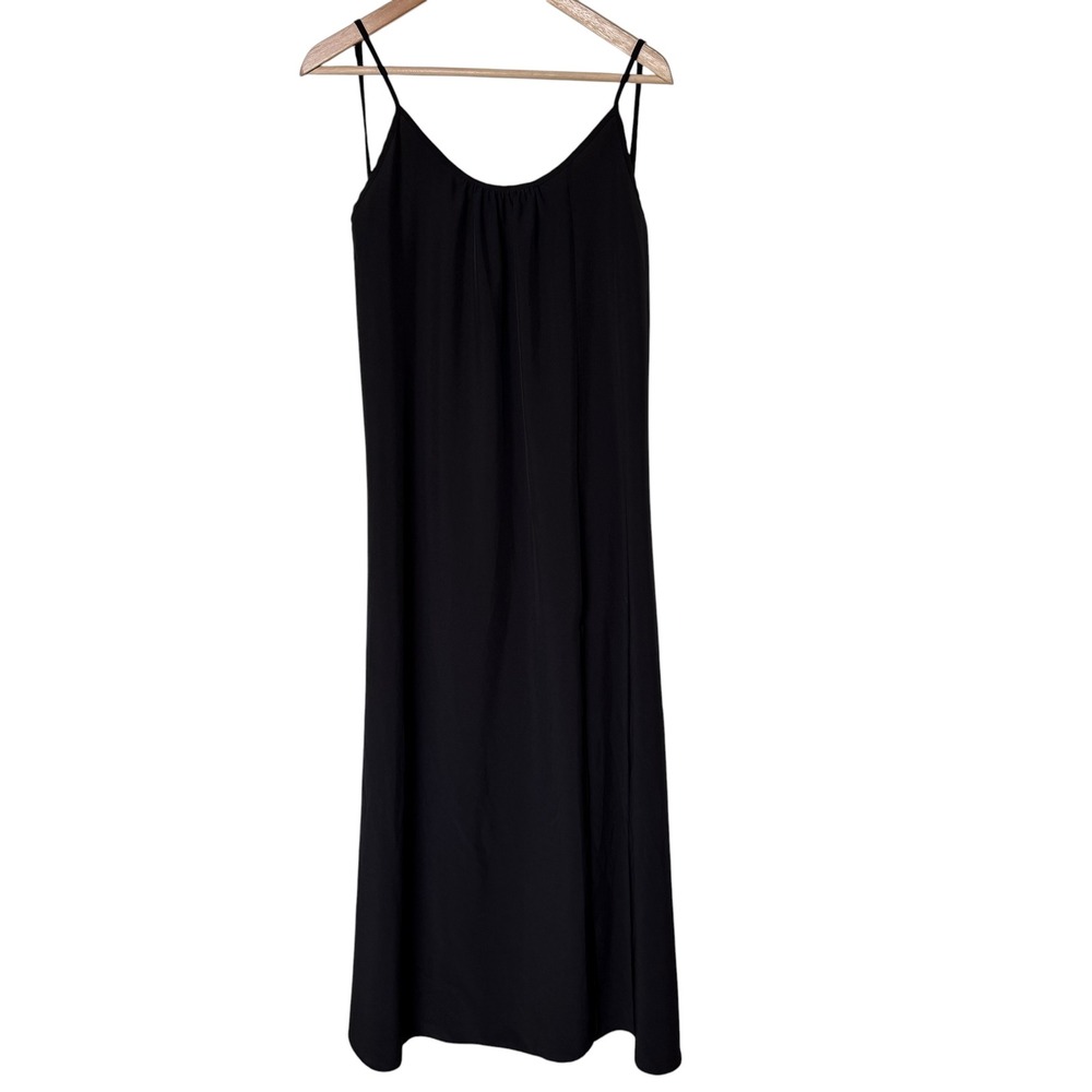Donna Mizani Maxi Slip Dress Womens Small Black Excellent Open Back Crepe Slit